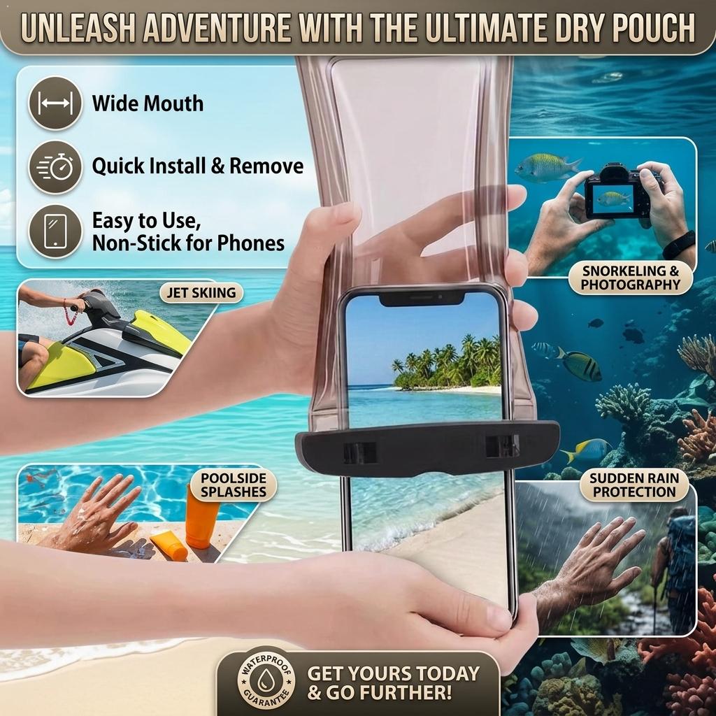 Dry Bag Waterproof - Custodia Impermeabile Trasparente per Telefono, Borsa